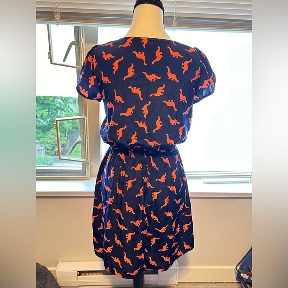 Dinosaur Dress! 🦕 Blue & orange super cute dino dress in size small. - Picture 2 of 8